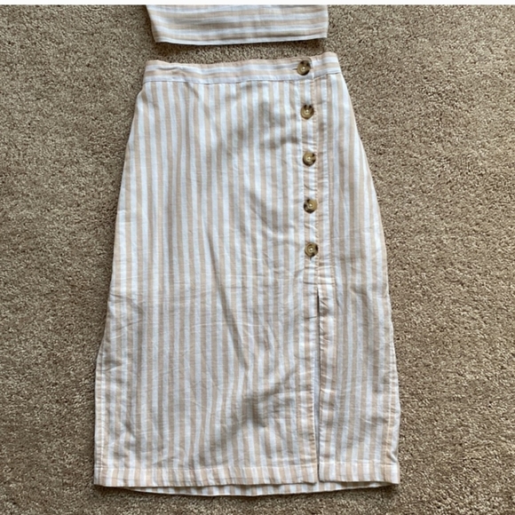 Abercrombie & Fitch Button Down Stripes Midi Skirt - SKIRT ONLY - Picture 2 of 6